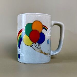 Vintage Otagiri Rainbow & Balloons Stoneware Mug | Made in Japan | 1980s